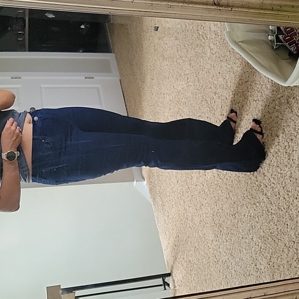 LOFT Flair Leg Dark Wash Jean Trousers